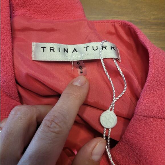 Trina Turk Felisha Front Pleat Halter Dress Pink Crepe Size 0 NWOT - Picture 8 of 13